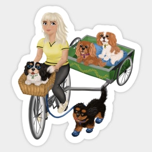 Four Cavaliers Biking and Being Active Sticker